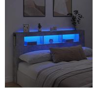 vidaXL Tête de Lit à LED, Panneau avec Rangement, Accessoire de Lit, Tête de Cadre de Lit Chambre, Gris Béton 837361