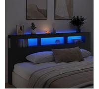 vidaXL Tête de Lit à LED, Panneau avec Rangement, Accessoire de Lit, Tête de Cadre de Lit Chambre, Noir 220x18,5x103,5 cm 837373