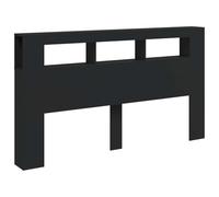 vidaXL Tête de Lit à LED, Panneau avec Rangement, Accessoire de Lit, Tête de Cadre de Lit Chambre, Noir 180x18,5x103,5 cm Bois d'Ingénierie