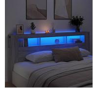 vidaXL Tête de lit 837377 – Panneau à LED avec rangement – Sonoma gris