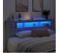 vidaXL Tête de Lit à LED, Panneau avec Rangement, Accessoire de Lit, Tête de Cadre de Lit Chambre, Sonoma Gris 837377