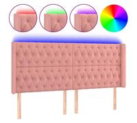 vidaXL Tête de lit à LED Rose 203x16x118/128 cm Velours
