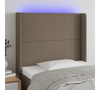 Tête de Lit à LED Meuble de Chambre à Coucher Accessoire de Lit Simple Tête de Cadre de Lit Intérieur Taupe 103x16x118/128 cm Tissu