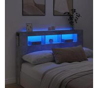 vidaXL Tête de Lit à LED, Tête de Cadre de Lit, Accessoire de Lit Double, Meuble de Chambre à Coucher Maison Intérieur, Gris 837354