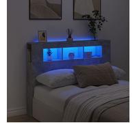 vidaXL Tête de Lit à LED, Tête de Cadre de Lit, Accessoire de Lit Double, Meuble de Chambre à Coucher Maison Intérieur, Gris 837347
