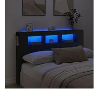 vidaXL Tête de Lit à LED, Tête de Cadre de Lit, Accessoire de Lit Double, Meuble de Chambre à Coucher Maison Intérieur, Noir 837352