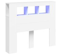 vidaXL Tête de Lit à LED, Tête de Cadre de Lit, Accessoire de Lit Double, Meuble de Chambre à Coucher Maison Intérieur, Blanc 120x18,5x103,5 cm Bois d'Ingénierie