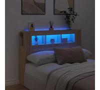 vidaXL Tête de Lit à LED, Tête de Cadre de Lit, Accessoire de Lit Double, Meuble de Chambre à Coucher Maison Intérieur, Chêne Sonoma 140x18,5x103,5cm Bois Ingénierie