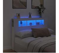 Tête de Lit à LED, Tête de Cadre de Lit, Accessoire de Lit Double, Meuble de Chambre à Coucher Maison Intérieur, Blanc 140x18,5x103,5 cm Bois