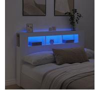 vidaXL Tête de lit LED 837351 pour lit double 160x18,5x103,5 cm Bois d'ingénierie Blanc