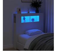 vidaXL Tête de lit à LED – Bois d'ingénierie Blanc 100×18,5×103,5 cm