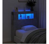 vidaXL Tête de lit à LED, bois d'ingénierie, gris béton 100×18,5×103,5 cm