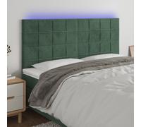 Vidaxl Tête De Lit À Led Vert Foncé 160x5x118/128 Cm Velours Vert