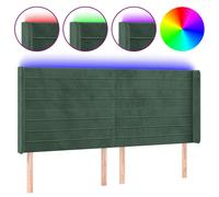 Vidaxl Tête De Lit À Led Vert Foncé 203x16x118/128 Cm Velours Vert