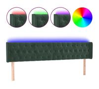 Vidaxl Tête De Lit À Led Vert Foncé 203x16x78/88 Cm Velours Vert