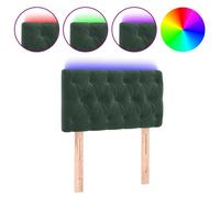 vidaXL Tête de Lit à LED Meuble de Chambre à Coucher Accessoire de Lit Simple Tête de Cadre de Lit Intérieur Vert Foncé 80x7x78/88 cm Velours
