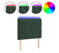 vidaXL Tête de Lit à LED Meuble de Chambre à Coucher Accessoire de Lit Simple Tête de Cadre de Lit Intérieur Vert Foncé 90x7x118/128 cm Velours Vert