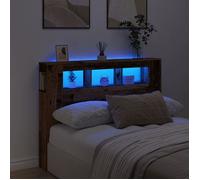 vidaXL Tête de lit à LED vieux bois 140x18,5x103,5cm bois d'ingénierie, tête de lit, tête de lit avec étagères, tête de lit 857686