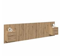 vidaXL Tête de lit avec armoire avec tiroir 3 pcs Chêne artisanal, Chambre à coucher, Rectangulaire, Traditionnel, Grand espace de rangement, Incrustations décoratives, Confortablement confortable, Id