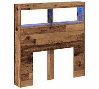 vidaXL Tête de lit LED 100x17x102 cm Bois d'ingénierie vieux bois avec étagère et USB