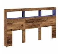 vidaXL Tête de lit avec éclairage LED – Bois d'ingénierie, vieux bois – 180 x 17 x 102 cm