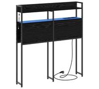 vidaXL Tête de lit avec étagère Chêne Noir 80 cm Bois d'ingénierie, Mobilier de Chambre Moderne, têtes de lit stylées, tête de lit avec Rangement, Accessoires LED pour déco contemporaine