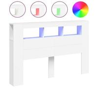 vidaXL Tête de Lit avec LED 160x185x1035 cm en Bois Traité Blanc