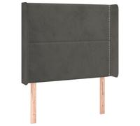 Vidaxl Tête De Lit Avec Oreilles Gris Foncé 83x16x118/128 Cm Velours Gris