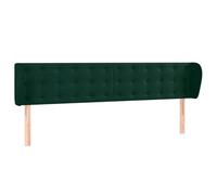 Tête de Lit avec Oreilles Meuble de Chambre à Coucher Accessoire de Lit Double Tête de Cadre de Lit Vert Foncé 183x23x78/88 cm Velours