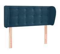 vidaXL Tête de Lit avec Oreilles Meuble de Chambre à Coucher Accessoire de Lit Simple Tête de Cadre de Lit Bleu Foncé 103x23x78/88 cm Velours