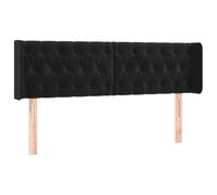 vidaXL Tête de lit avec oreilles en velours noire 163×16×78/88 cm pour lit double