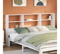 vidaXL Tête de Lit avec Rangement en Bois Massif de Pin - Blanc 200 cm - Sur Pied
