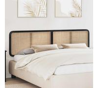 vidaXL Tête de lit en bois de pin et rotin 200x55x3 cm Noir – Rotin tissé, pin massif, minimaliste