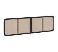vidaXL Tête de lit en bois de pin et rotin 200x55x3 cm Noir – Rotin tissé, pin massif, minimaliste