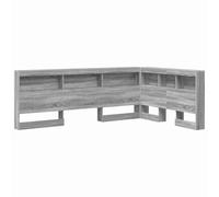 vidaXL Tête de lit bibliothèque Gris Sonoma de, 120 x 190 cm, avec Un Design en L, en Bois d'ingénierie. Espace de Rangement Pratique, étagères Bien pensées. Résistante et Facile à Nettoyer, Parfaite