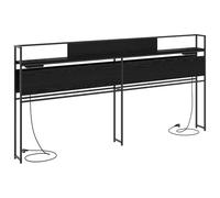 vidaXL Tête de lit Bookcase en chêne Noir 200 cm, équipée de Bois d'ingénierie et de métal. Elle a Plein d'espace de Rangement avec des étagères, Une Station de Charge intégrée et des Pieds antidérap