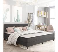 vidaXL Tête de Lit Cadre de Lit Rembourrée Tapissée Capitonnée Couchage Chambre à Coucher Maison Intérieur Gris Foncé Tissu 200x200 cm