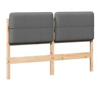 vidaXL Tête de lit capitonnée Marron et Gris Clair 150 cm Pin Massif, Tête de lit rectangulaire élégante, Accessoire Moderne pour Une Chambre Tendance, Partie de lit Durable