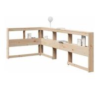 Tête de lit de bibliothèque en forme de L bois massif de pin, tête de lit, tête de lit avec rangement, tête de lit 859271