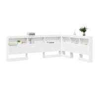 vidaXL Tête de lit rangement 207,5x157,5x76,5 cm Blanc Bois d'ingénierie Station de charge intégrée