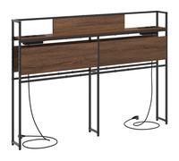 vidaXL Tête de lit Moderne en chêne Brun, en Bois d'ingénierie et en Acier de 140 cm. Elle a des étagères intégrées, Station de Recharge, et des Pieds antidérapants. C'est Un Meuble Durable et élégan