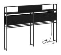vidaXL Tête de lit de Rangement Chêne Noir 120 cm Bois d'ingénierie, Une tête de lit avec Rangement, Meuble Moderne, organise Tout, lit Gain de Place avec Pieds Ajustables.