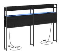 vidaXL Tête de lit de rangement Chêne noir 135 cm Bois d'ingénierie, Mobilier de chambre moderne, têtes de lit stylées, tête de lit avec rangements pratiques, accessoires de lit LED pour une déco cont