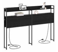 vidaXL Tête de lit de rangement Chêne noir 160 cm Bois d'ingénierie, Mobilier de chambre moderne, têtes de lit stylées, tête de lit avec rangements pratiques, accessoires de lit LED pour une déco cont