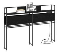 vidaXL Tête de lit de Rangement Chêne Noir Bois d'ingénierie, Organisateur de Chambre Moderne, tête de lit Tendance avec étagères, Solution de Rangement, Station de Charge