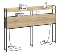 vidaXL Tête de lit de rangement Chêne sonoma 160 cm Bois d'ingénierie, Mobilier de chambre moderne, têtes de lit stylées, tête de lit avec rangements pratiques, accessoires de lit LED pour une déco co