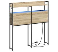 vidaXL Tête de lit de rangement Chêne sonoma 80 cm Bois d'ingénierie, Mobilier de chambre moderne, têtes de lit stylées, tête de lit avec rangements pratiques, accessoires de lit LED pour une déco con