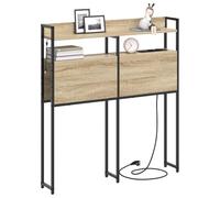 vidaXL Tête de lit de Rangement Chêne Sonoma Bois d'ingénierie, Tête de lit Moderne, Design Chic, Forme rectangulaire, Rangement Pratique, éclairage LED, Meuble stylé pour Chambre