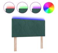 vidaXL Tête de lit LED Design Diamant Blocs Vert Foncé 90 cm en Velours, Murale, Basse, Durable, Tissu Doux, Meuble Chambre, Éclairage Ajustable, Décor Moderne avec Lumières