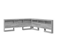 vidaXL Tête de lit en Bois d'ingénierie Gris Sonoma de, 180 x 200 cm. C'est Un modèle en L avec des étagères intégrées. Super Pratique pour Gagner de la Place ! Autoportante et Facile à Monter, avec